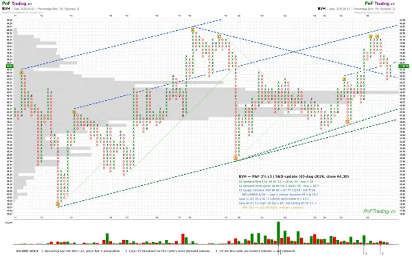 Phân tích BVH: Giữ được Trendline 8 năm, Quan sát ngưỡng kháng cự 65.5 | PnF - 03/08/2026